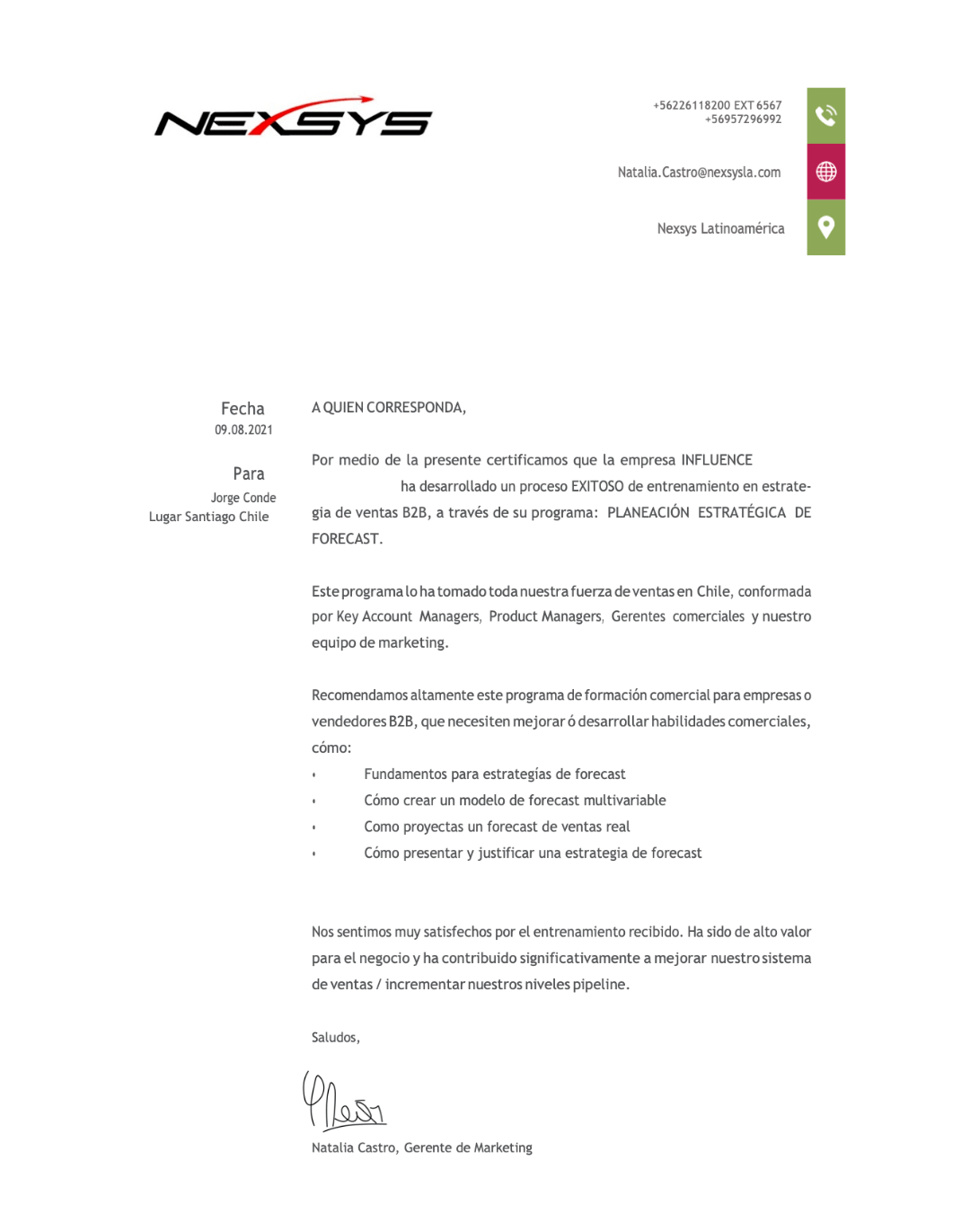 CARTA DE RECOMENDACION NEXYS